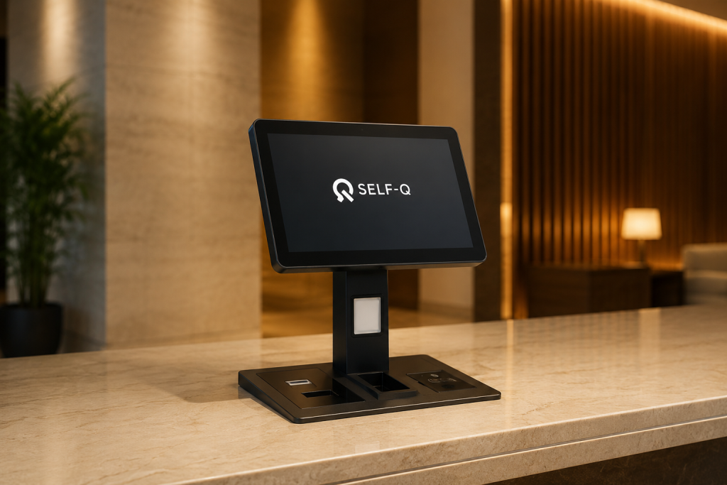 Ilustrasi Implementasi Self Check In Kiosk - On Desk