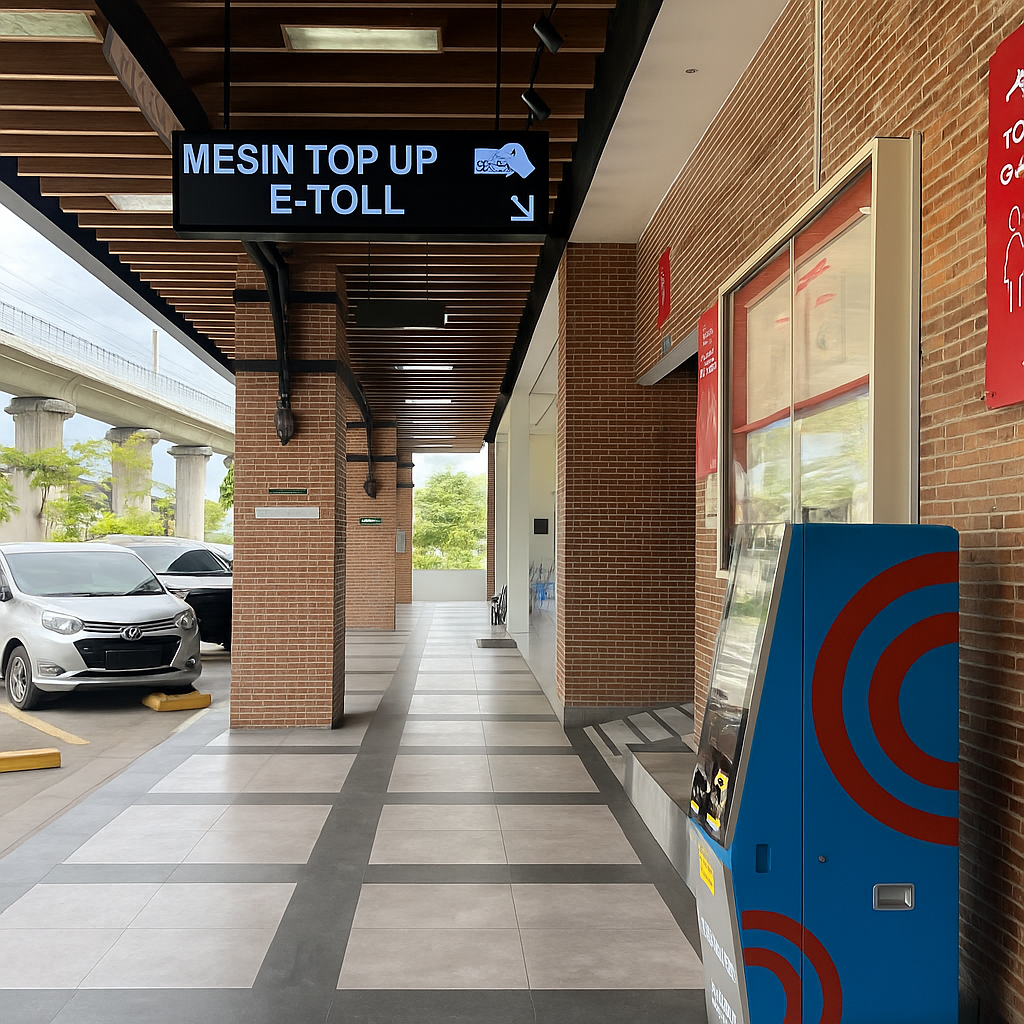 Ilustrasi Vending Machine Top Up Pembayaran di Rest Area